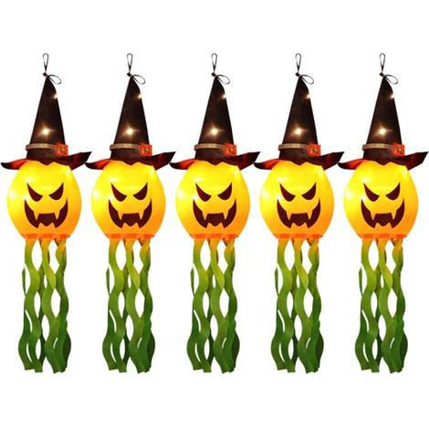 Lot Halloween LED Guirlande Citrouille Fantôme Suspendu Lumière Chapeau de Sorcier Lumineux Déco Fête Maison Bar (1/5)
