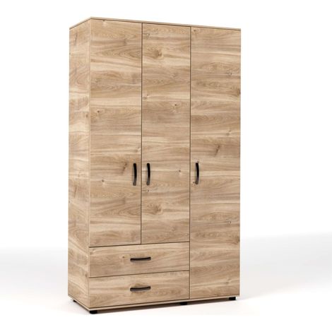 Kit Armadio 3 Ante + 2 Cassetti 120X52X205 Cm Rovere M. K358