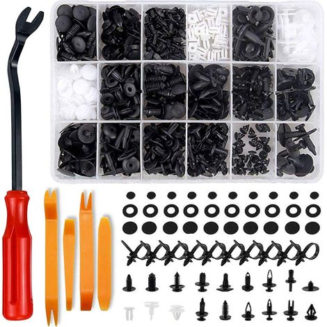 Rivet Clips Plastique, 415pcs Universal Auto Noir Nylon Clips Rivet Carrosserie Garniture Assortiment avec Attache Remover Outils, Attaches de Câble, Push Retainer (1/5)