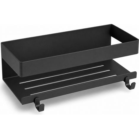Duschregal ohne Bohren mit 2 Haken Schwarz 25 cm (1/5)