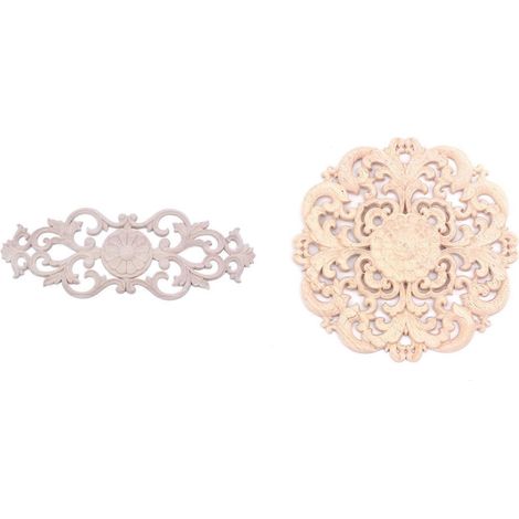 Set aus 2 dekorativen Wandleuchten aus geschnitztem Gummibaumholz im Retro-Stil, für Möbel und Kunsthandwerk – 15 cm, Typ B und 40 x 15 cm (1/5)
