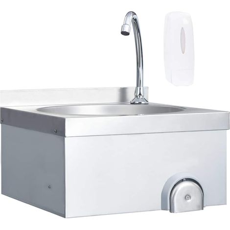 vidaXL Lavabo de lavage avec robinet et distributeur de savon Inox (1/5)