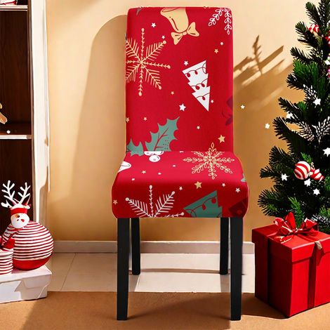 Housse De Chaise De Noël - Extensible - Pour Chaise De Salle À Manger - 55x45x45 Cm - Polyester - Multicolore - 1 Pièce (1/5)