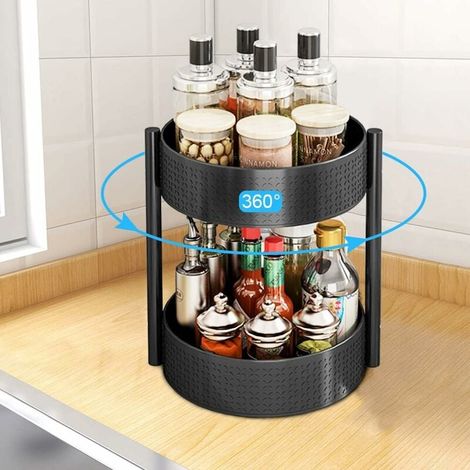 Plateau Tournant - Étagère À Épices 2 Niveaux - Diamètre 25 Cm - Anti-dérapant - Pour Cuisine Plan De Travail - 1 Pièce