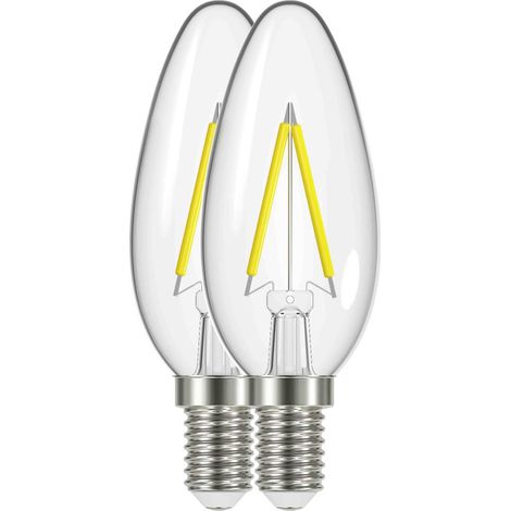 Transparente Flamme LED E14 2,6 W Warmweiß Ampullen Set aus 2 - Prolight