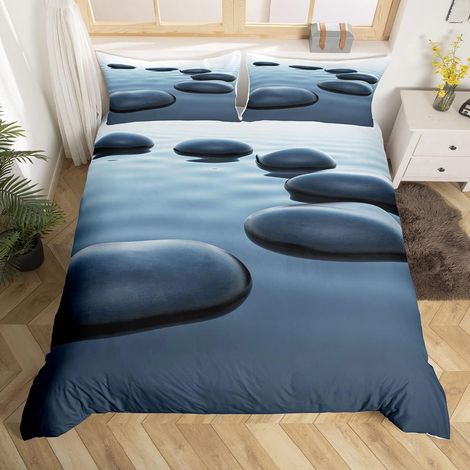 Zen Stones Print Parure de Lit 200x200cm Méditation Housse de Couette pour Enfants Enfants Adolescents Tranquil Nature Oeuvre Ensembles de Housse de Couette Chambre Décor 3Pcs - 200x200cm (1/5)