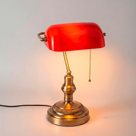 Lámpara De Mesa Vintage "BANQUERO" - E27 - Rojo