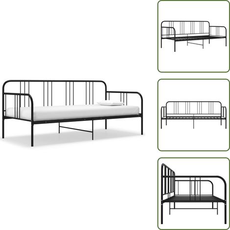 Cadre de canapé-lit sans matelas noir métal 90x200 cm - Canapé Convertible - Lit Invité - Lit Compact - Cadre Lit - Literie