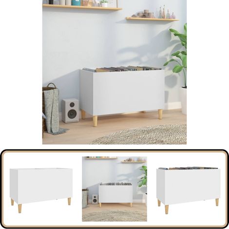 Armoire à disques blanc 74,5x38x48 cm bois d'ingénierie - Meuble À Disques - Armoire À Disques - Rangement Vinyl - Étagère Disque - Support Vinyle (1/5)