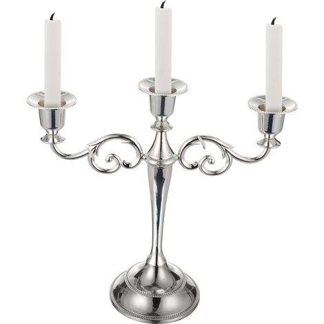 Bougeoir vintage à 3 bras pour dîner, mariage, fête, décoration de la maison, décoration de Noël (argenté) (1/5)