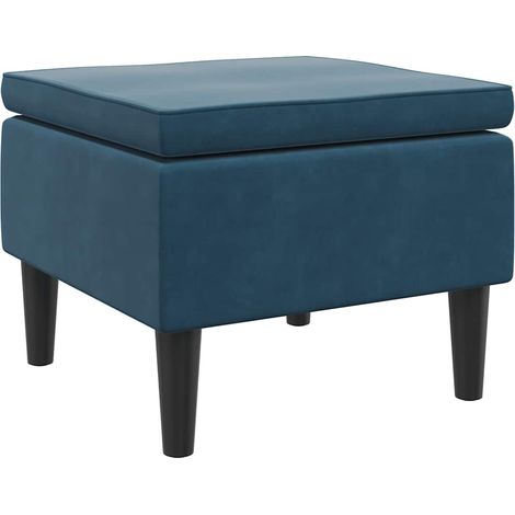 Taburete con patas de madera terciopelo azul vidaXL (1/5)