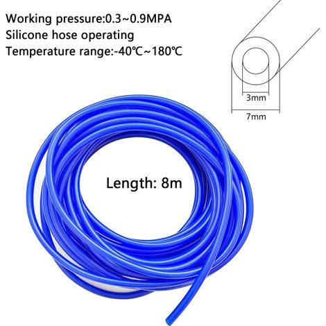 m Silikon-Vakuumschlauch, 3 mm Innendurchmesser, Hochtemperatur-Silikonschlauch, Vakuumschlauch für Luft, Wasser, Turbinen, Pumpen, Vakuumarmaturen (Blau) (1/5)