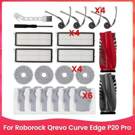 BARKBUSTERS Pièce de rechange pour aspirateur Roborock Qrevo Curve Edge P20 Pro : brosse latérale principale et filtre HEPA. (1/5)