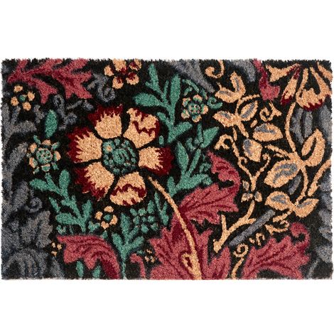 Felpudo antideslizante 50 x 80 cm con dorso de PVC motivo floral de fibra de coco multicolor Illiamna