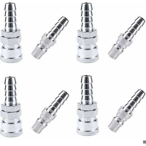 8 Pcs Tuyau De Conduite D'air Compresseur Raccord, SH20 + PH20 Flexible D'air Raccords Rapides, Raccords de Compresseur de Tuyau (1/4)