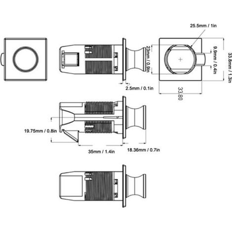 Serrure à bouton-poussoir d'armoire Serrure à bouton-poussoir pour armoire, Look élégant, sans clé, pour moteur bateau (1/4)