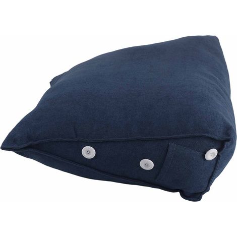 Dreieckiges Kopfkissen fürs Bett, weiche Rückenlehne fürs Sofa, Lendenkissen fürs Bett, abnehmbarer Bezug, dunkelblau, 60 x 22 x 50 cm, ideal für Schlafzimmer, Wohnzimmer, Fensterbank (1/4)