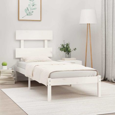 Cadre de lit sans matelas blanc 90x200 cm bois massif (1/5)