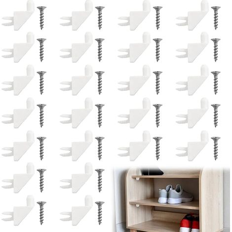 24-Piece Shelf Brackets Replacement Cleat Shelf Brackets, Cabinet Shelf Brackets, White (1/5)