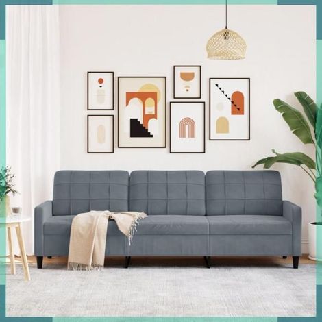 4007645 Canapé à 3 places Gris foncé 210 cm Velours (1/5)