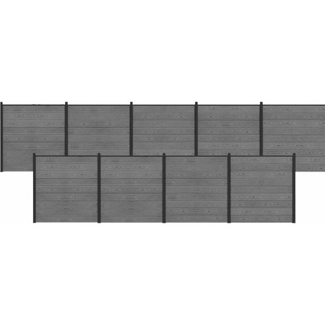 Fence Set 1564 x 186 cm WPC and Aluminium Grey vidaXL