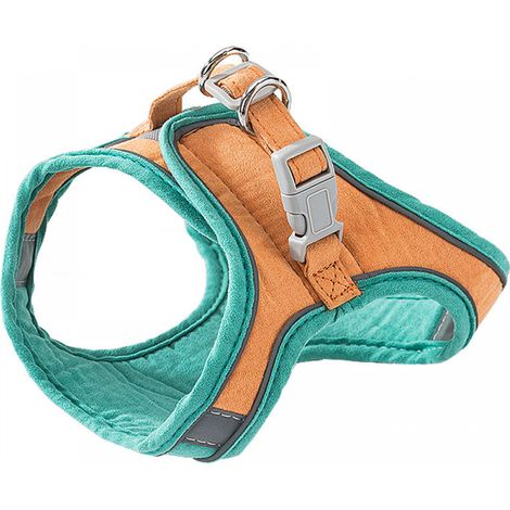 1PC Harnais et laisse pour chat Green Orange Patchwork (S), veste de marche confortable pour chat