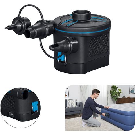 Trade Shop - POMPA DI GONFIAGGIO ELETTRICA POWERTOUCH A BATTERIE CON 3 ADATTATORI 12X11X10CM 62254 -