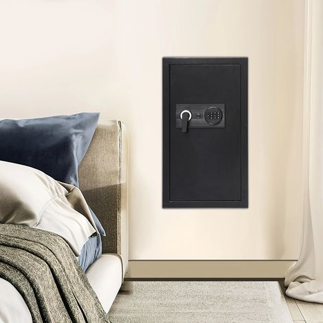 Coffre-fort encastrable avec serrure à clé, coffre-fort de sécurité à emmurer, coffre fort mural pour particuliers & professionnels, haute sécurité, grand, 37 x 10 x 65 cm