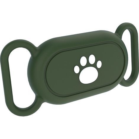 Étui en silicone pour traceur Bluetooth Samsung Galaxy SmartTag 2, protection pour chien/chat - Motif pattes multicolores vert foncé