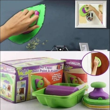 Kit de Brosse Rouleau à Peinture - Point N Paint - Décoration Murale Intérieure Bricolage - Vert (1/4)