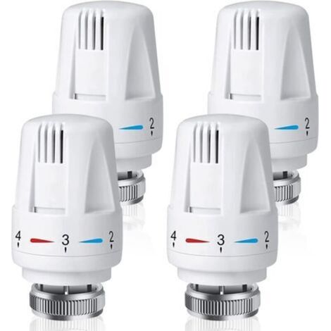 Lot De 4 Vanne Thermostatique Radiateur, CJBIN Tête Thermostatique Radiateur M30 x 1,5, Robinet Thermostatique Radiateur pour La Maison Et Le Bureau, Remplacement de Thermostat de Radiateur
