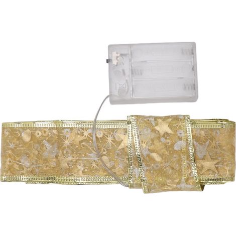 Ortviai Guirlande Lumineuse de Noël en Ruban Doré – 50 LED, 5 m, lumière chaude, fonctionne avec 3 piles AA (non incluses) (1/5)