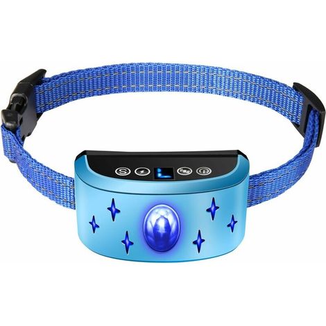 Dog Bark Collar, Automatic Training Collar with Sound / Vibration / Shock Modes, 7 Sensitivity Levels, Rechargeable and Waterproof for Small, Medium and Large Dogs Light blue