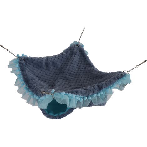 Hamac balançoire double couche pour petits animaux de compagnie (furet, hamster, perroquet, cochon d'Inde, bleu) (1/5)