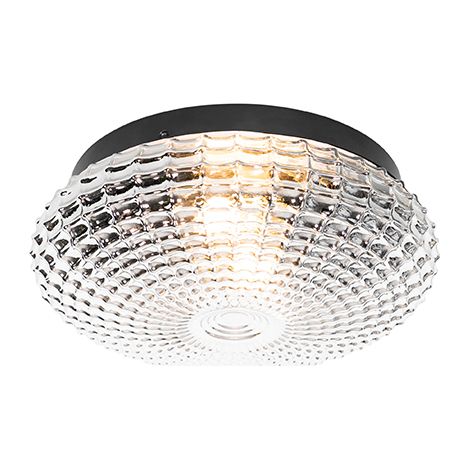 QAZQA nohmi - Plafonnier - 1 lumière - Ø 30 cm - Transparent - Classique/Antique - éclairage extérieur - Salon I Chambre I Cuisine I Salle à manger