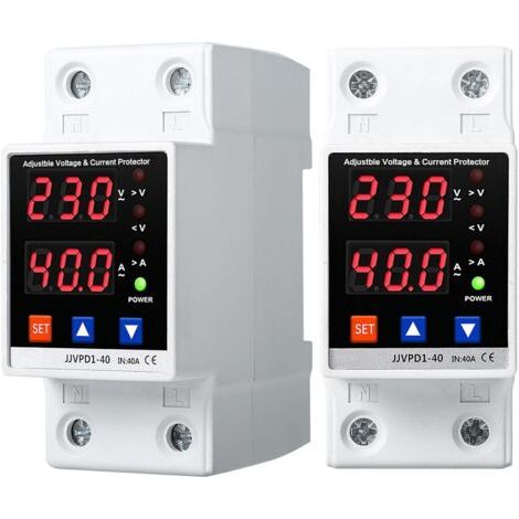 BUNTHAUS Spannungsstromschutz, einstellbares Über-/Unterspannungsschutzgerät, AC220V 40A 2P DIN-Schienen-Überspannungsschutz-Wiederherstellung (1/5)