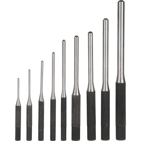 9PCS Professional Durable Steel Pin Punch Set, Mechanical Engineering Hand Tool, Black (1/5)