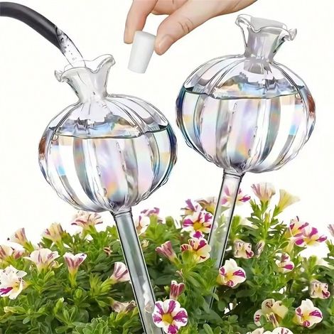 Pointes d'auto-arrosage en forme de cactus (10 pièces) pour plantes, système d'arrosage automatique sans nécessité d'alimentation, essentiels de décoration maison : 5 pièces blanches (1/4)