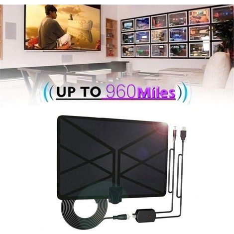Antenne HDTV - Amplifiée - Portée Jusqu'à 960 Miles - Compatible 4K UHD 1080P DVB-T Freeview - Pour Réception Chaînes Locales - 1 Pièce (1/4)