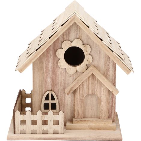 1 nichoir d'oiseaux, en bois de paulownia, design maison, pour jardin ou cour extérieure (1/5)
