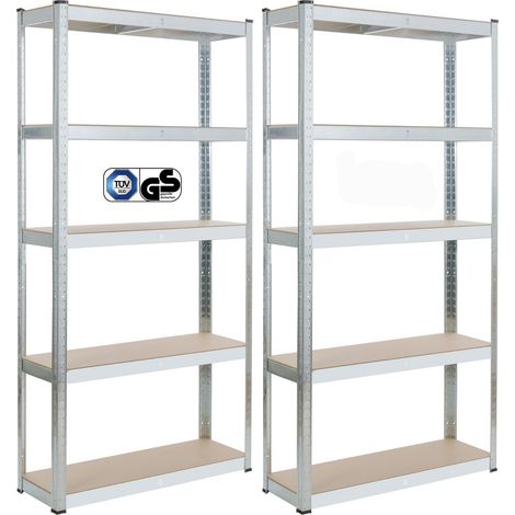 AREBOS Estanterías Taller Estanterías Sin Tornillos Juego de 2 Estanterías Sótan