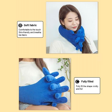 Coussin Oreiller Oreiller Plush Palm Model 160cm Bleu Coussin Palm Pillows 160cm Pillow Bleu Hand Shape Cushion Plush Filled PP Cotton Single (1/5)