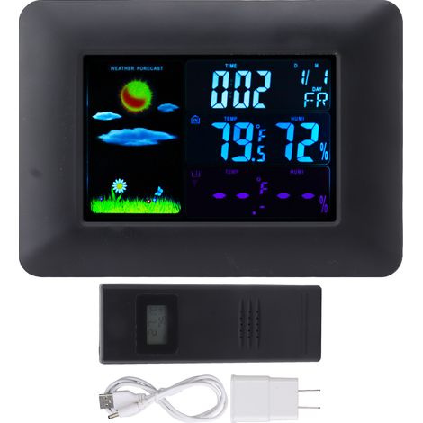 Réveil numérique intelligent TS-A97, écran couleur sans fil, multifonction météo, test température et humidité, horloge 100‑240V prise US (1/5)
