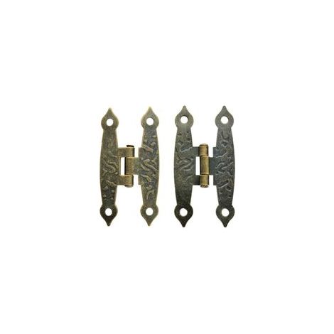 Lot de 6 charnières antiques en bronze pour meubles vintage 65 x 34 mm (1/4)