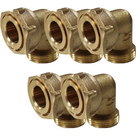 Lot de 5 Coudes mâle 3/4" (20/27) femelle écrou prisonnier 3/4" (20/27) - Arcanaute (1/4)