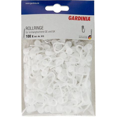 Gardinia Anelli Scorrevoli per Binari per Tende, Plastica, Bianco, Set da 100, unità (1/4)