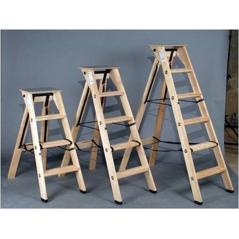 Levigne – Escabeau bois pliable EN131 3 marches – Hauteur de travail 70 à 224 cm – Plateforme hêtre marine antidérapant – Sécurité renforcée