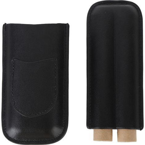 Sac à cigares portable 2 places en cuir noir, étui humidificateur de protection pour cigares, boîte de rangement hydratante étanche (1/5)