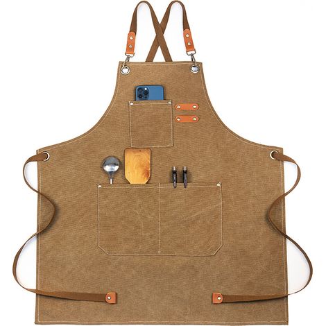 (Braune) Cowboy-Schürze mit Taschen für Friseure, Maler, Gärtner, Haarstylisten für Damen und Herren