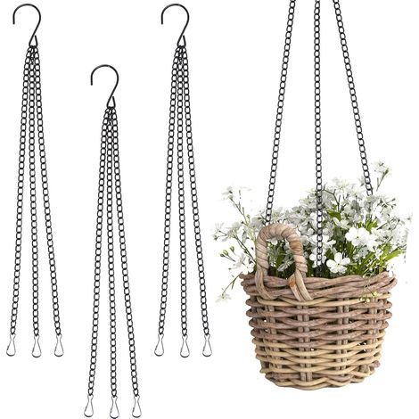 Chaîne de Suspension avec Clip 3 Pattes Chaînes de Panier Suspendu à 3 Brins Métal Rechange Crochet de Chaîne avec Crochet et Clip de Plante Métal Cintre de Panier 3 Pièces (1/5)